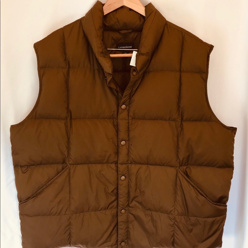 NWT LAND’S END Men’s XXL Chestnut Brown Down Vest